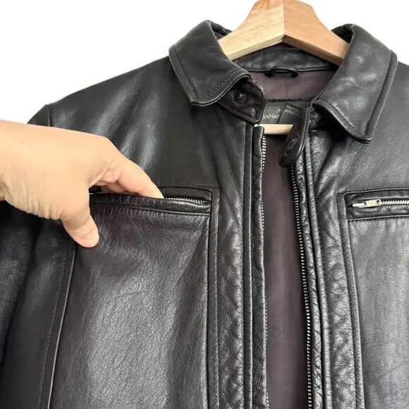 Vintage Banana Republic Dark Brown Military Heavy Leather Jacket Women's Size S - Picture 8 of 12